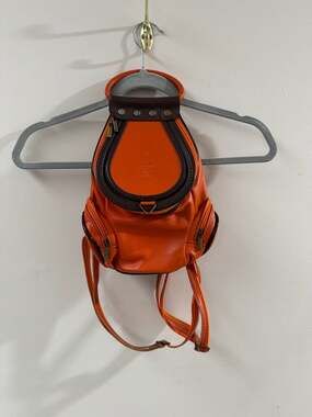 Zagara Italian Genuine Leather Mini Backpack Sling Bag Orange and Brown